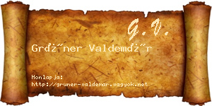 Grüner Valdemár névjegykártya